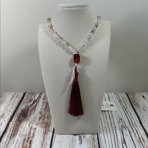Floral Agate Gemstone Bead Handmade Beaded Mala Necklace